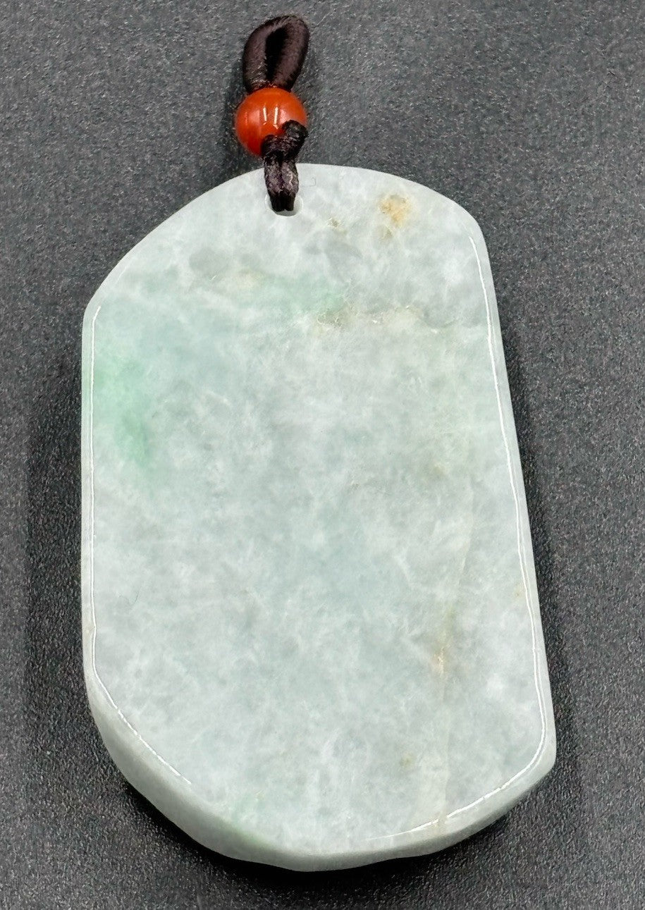 Natural Jadeite Jade Pendant Translucent Apple Green Landscape Carving 43g