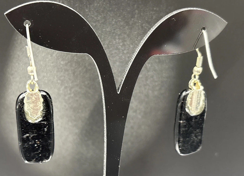 Dichroic Fused Glass Earrings Multicolour Artisan Drop Dangle Statement