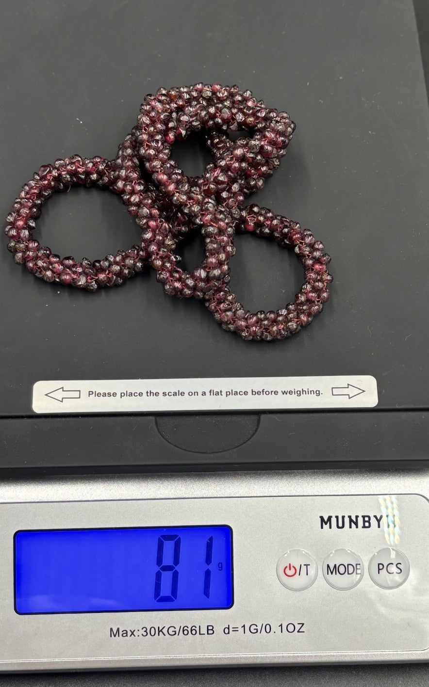 Vintage Woven Natural Garnet Necklace 81g Deep Red Chip Bead Long Strand