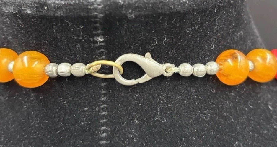 Rare Antique Berber Necklace Carved Bovine Bone Red Beads Tribal Millefiori