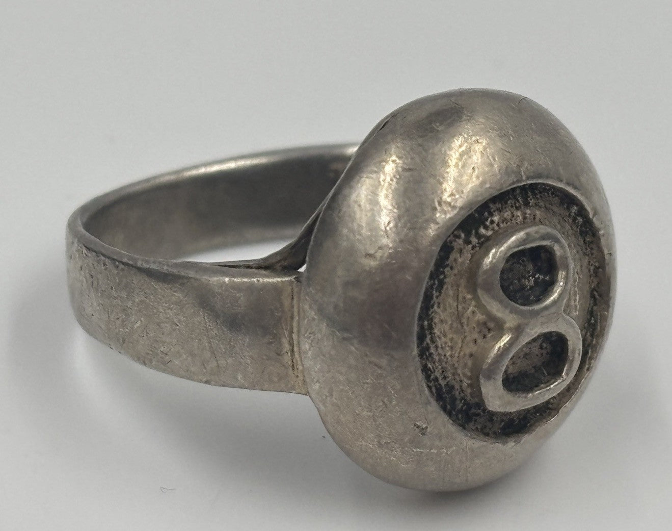 Vintage Sterling Silver Pool 8 Ball Ring Billiards Novelty US 8.25
