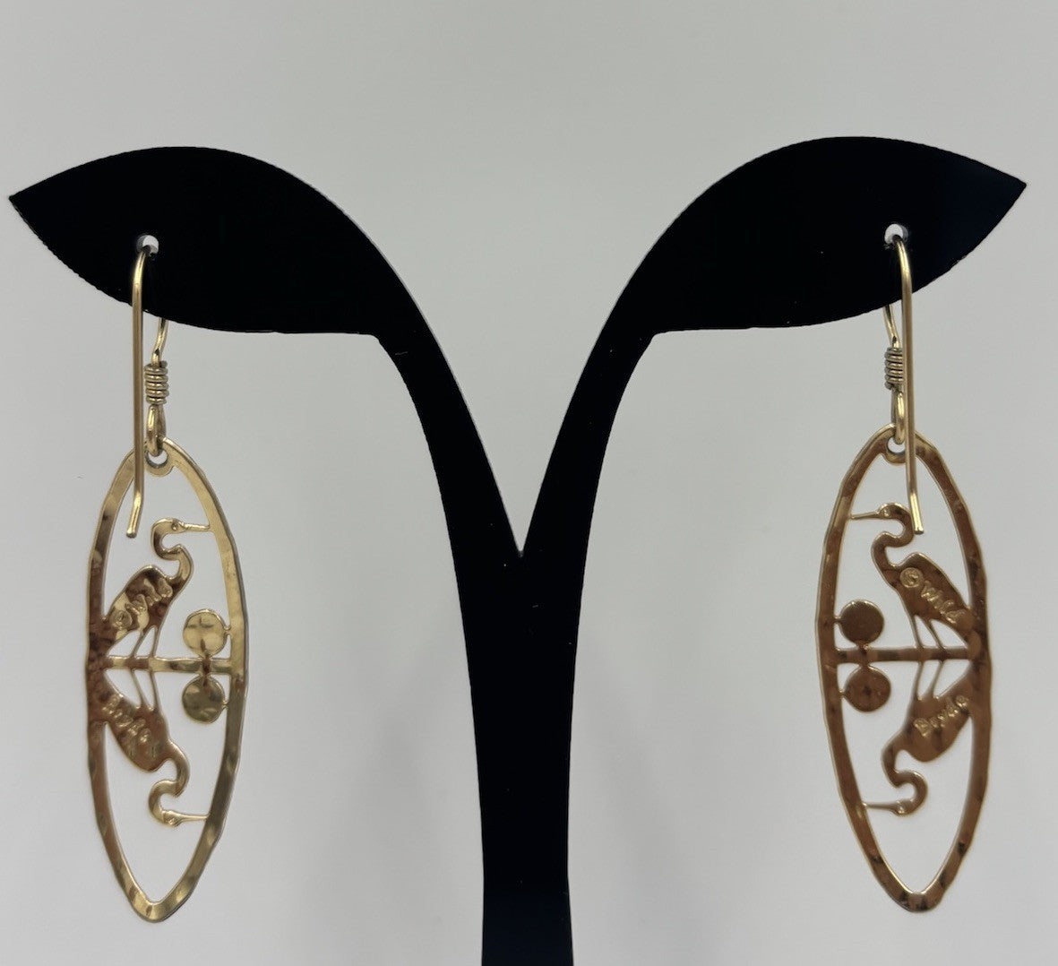 Vintage Wild Boyle Signed Earrings Gold Tone Dangle Bird Design Jewelry