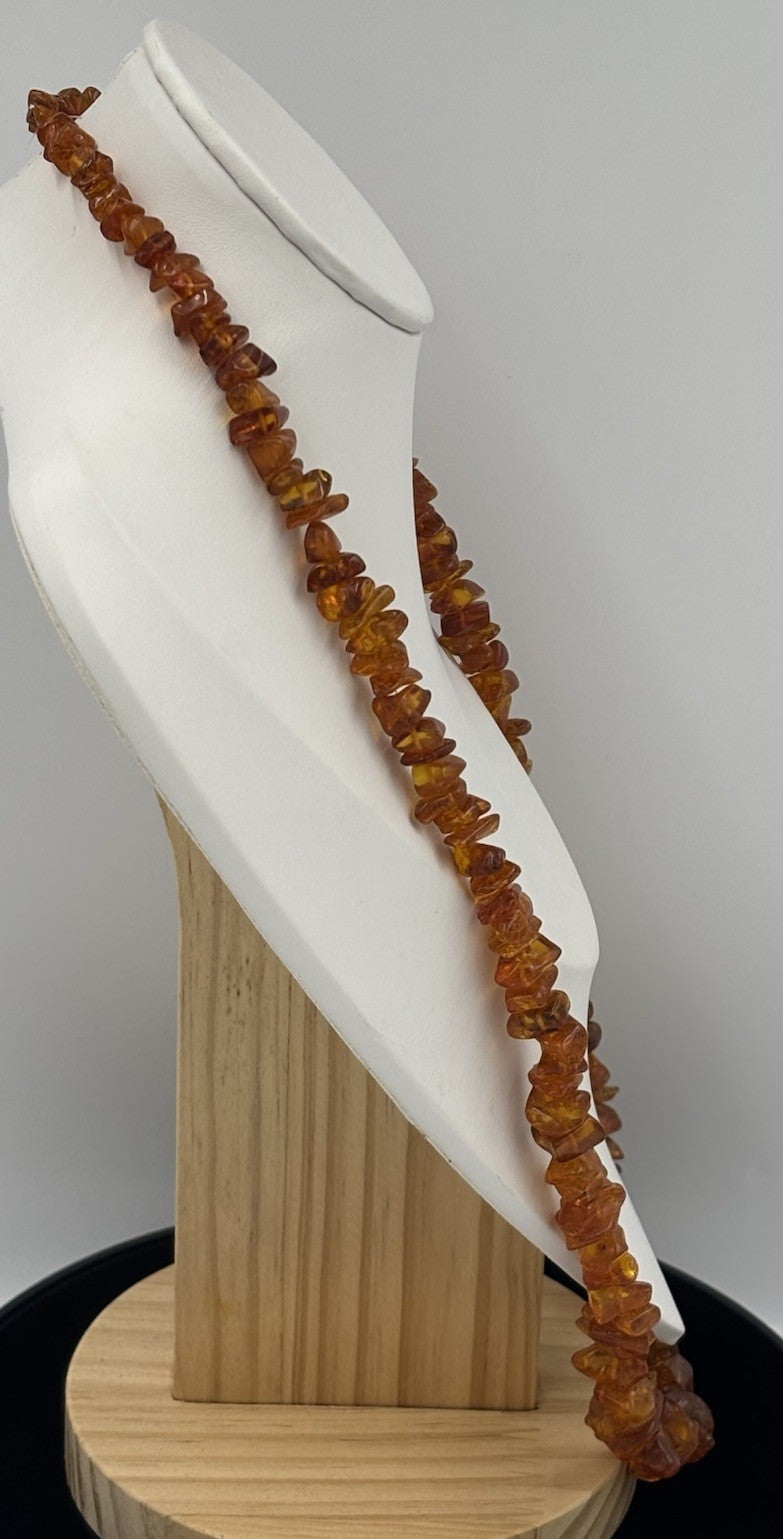 Vintage Natural Baltic Amber Necklace Cognac Nugget Beads 46g 66cm