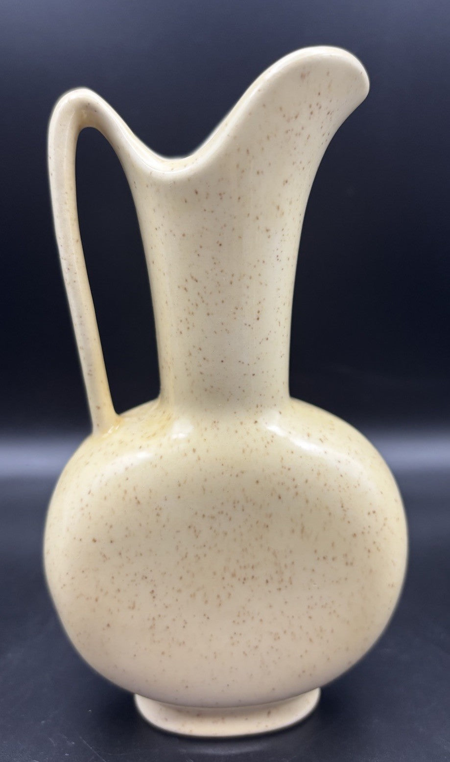 Vintage RNS Ceramic Floral Pitcher Vase Speckled Glaze Handled Jug