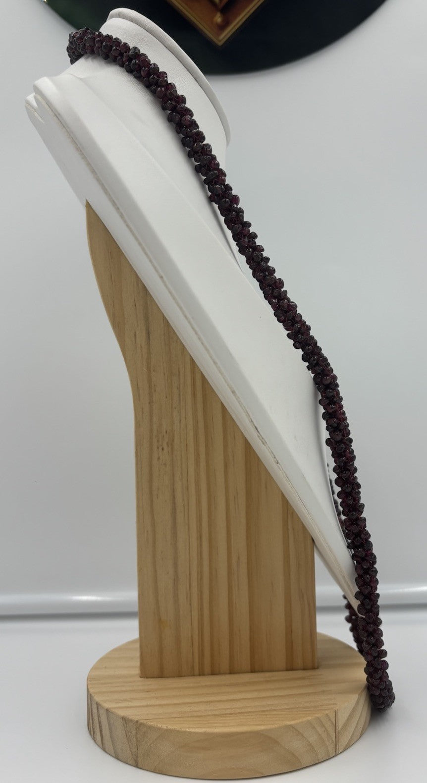 Vintage Woven Natural Garnet Necklace 81g Deep Red Chip Bead Long Strand