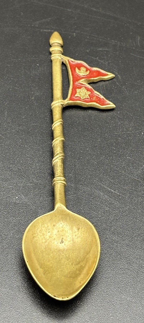 Vintage Brass Spoon Enamel Handle Decorative Collectible Souvenir Spoon