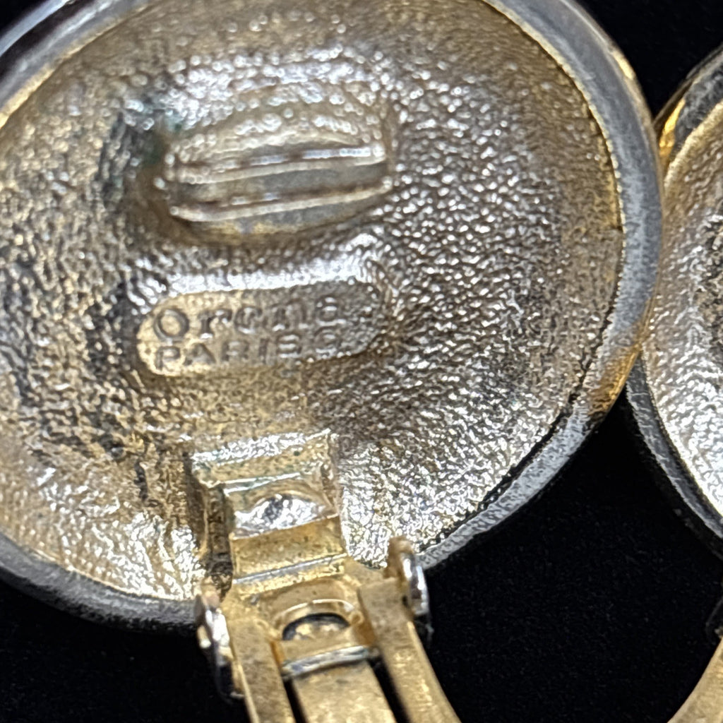 Vintage Orena Paris Glamorous French clip-on Earrings - Faux Pearl Gold Tone
