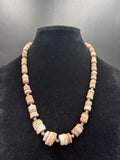 Vintage Sterling Silver Natural Conch Clam Shell Heishi Bead Necklace Boho