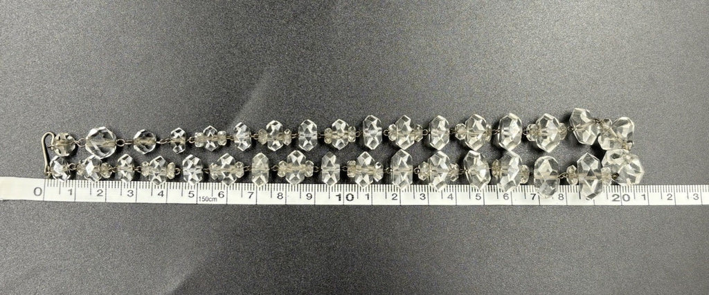 Antique Rock Crystal Quartz Necklace Faceted Beads & Sterling Silver Art Deco