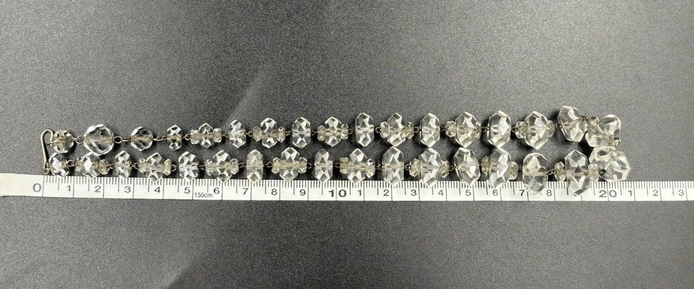 Antique Rock Crystal Quartz Necklace Faceted Beads & Sterling Silver Art Deco
