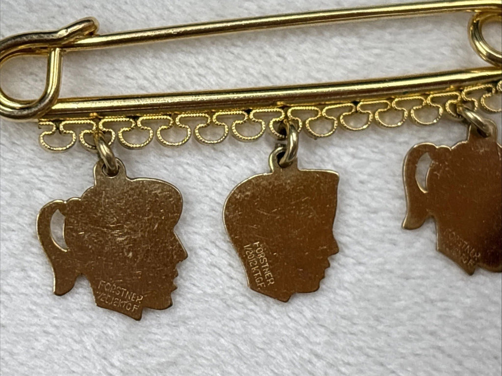 vintage 20/ 12K GF pin Forstner pendant charms silhouette birth heads