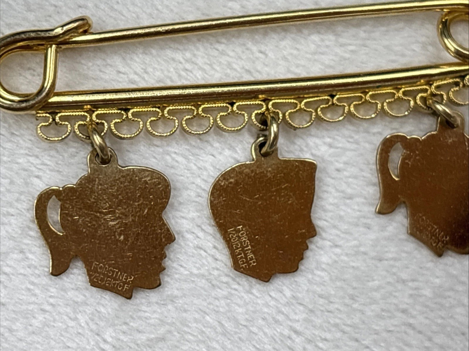 vintage 20/ 12K GF pin Forstner pendant charms silhouette birth heads