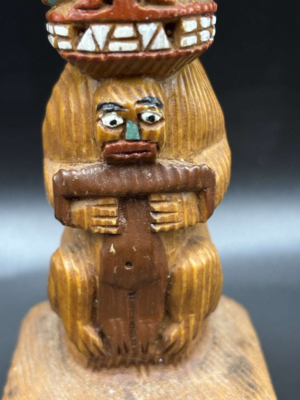 Hand Carved Wooden Tiki Totem Figure Hand Painted Tribal Folk Art Decor