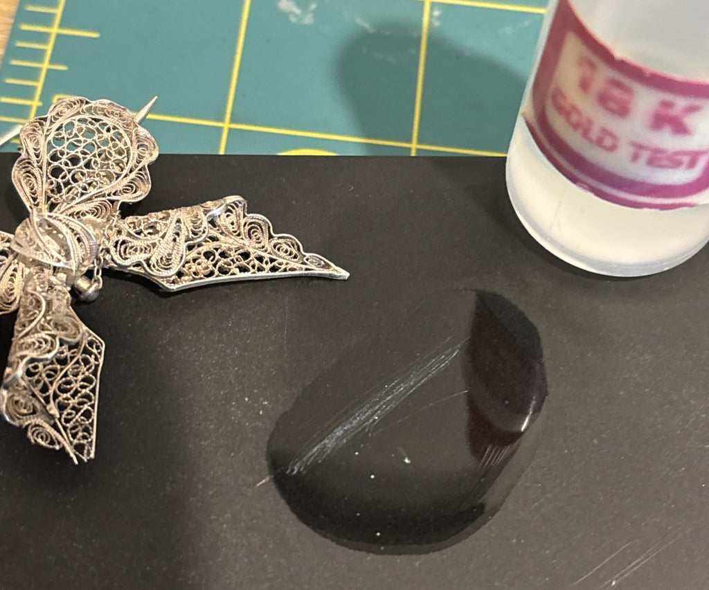 Vintage Sterling Silver Filigree Bow Brooch Safety Chain Art Deco Pin