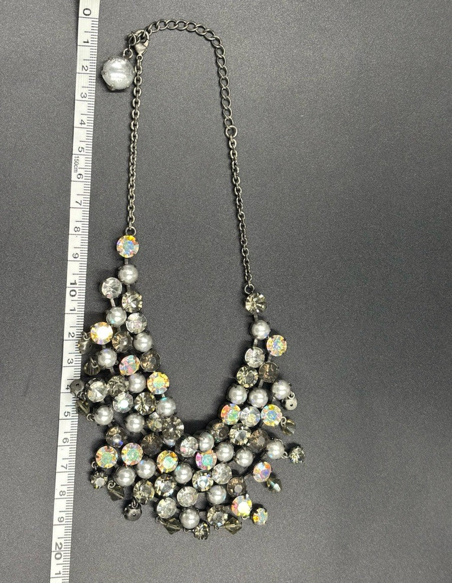 Butler and Wilson Grey Pearl Aurora Borealis Crystal Choker Necklace Statement