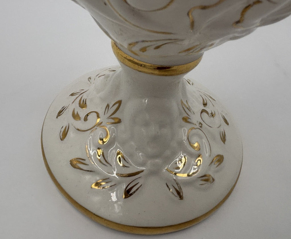 Vintage Capodimonte Italian Porcelain Cherub Ewer Vase Hand Painted Gold Gilt