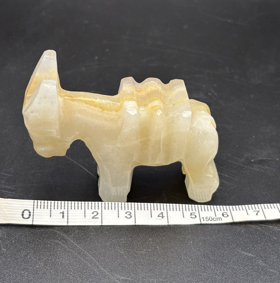 Vintage Hand Carved Onyx Donkey Figurine Banded Calcite Stone Animal