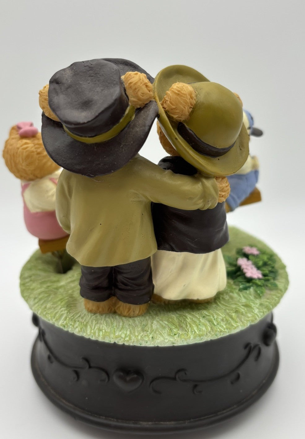 Vintage Enesco Teddy Bear Seesaw Music Box – Park Scene with Birds & Children