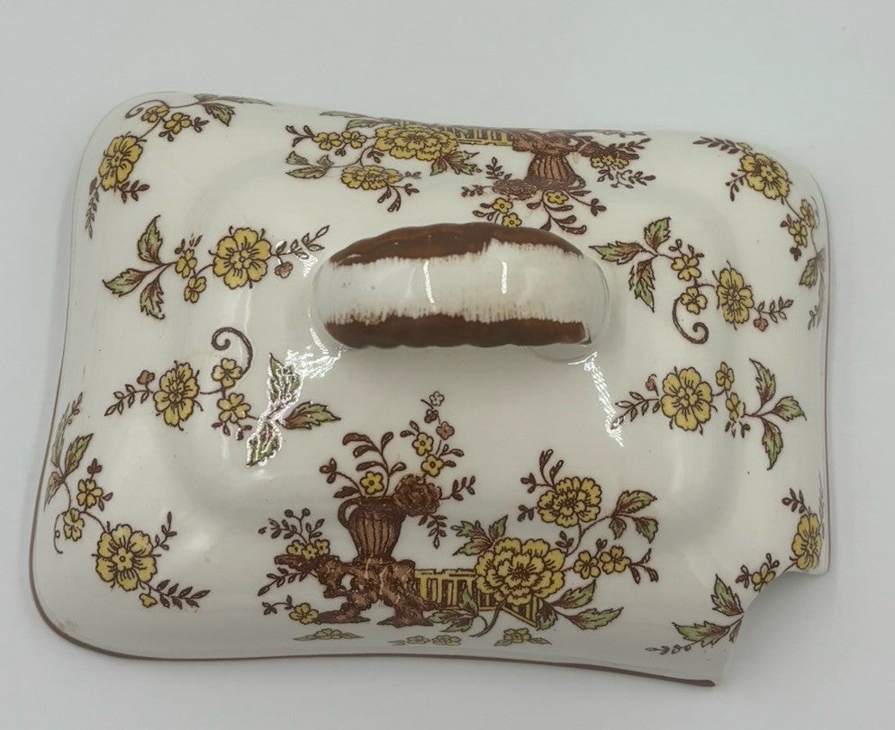 Vintage Soup Tureen Set Floral Transferware Lid Tray Ladle Ceramic