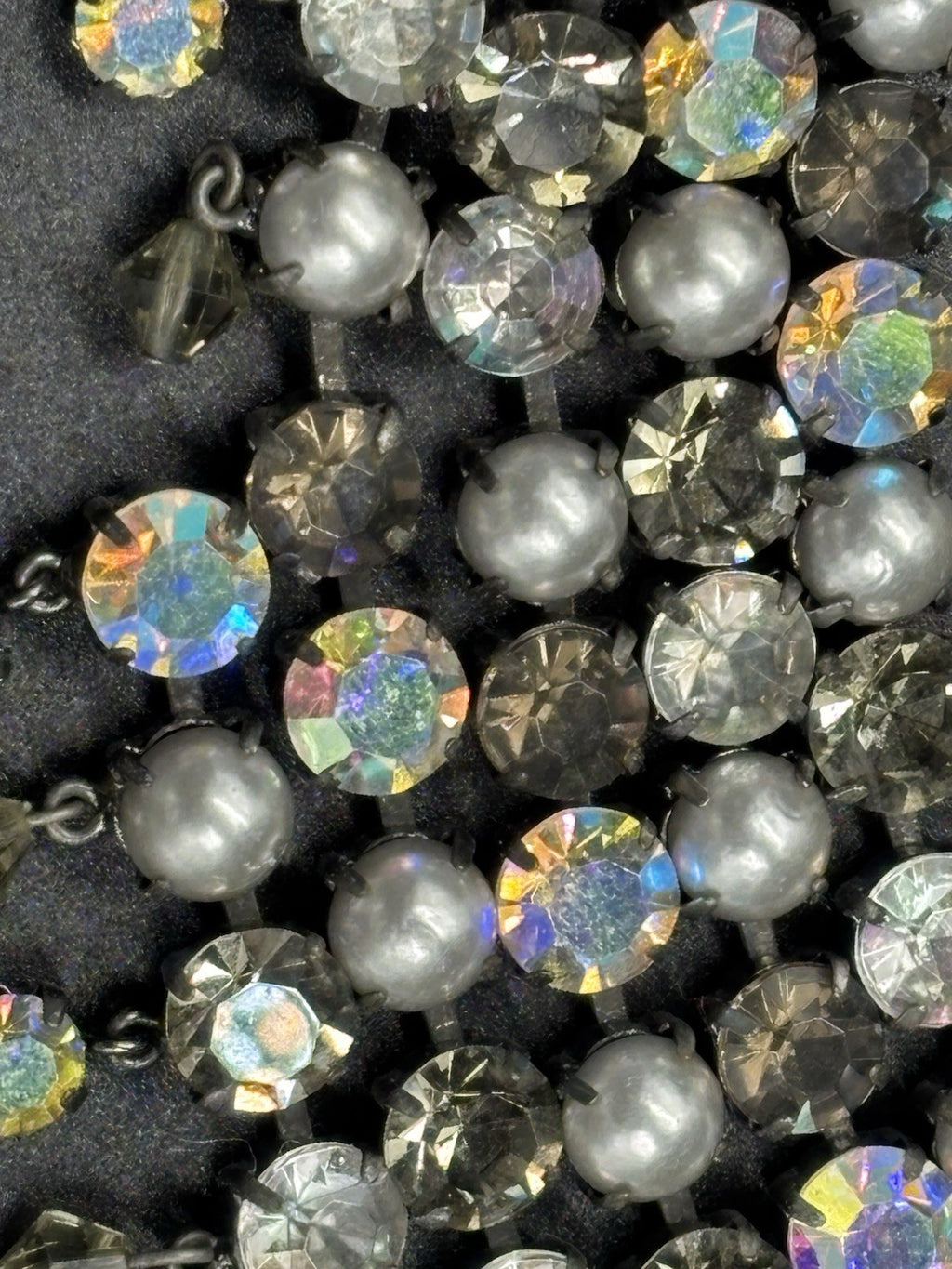 Butler and Wilson Grey Pearl Aurora Borealis Crystal Choker Necklace Statement