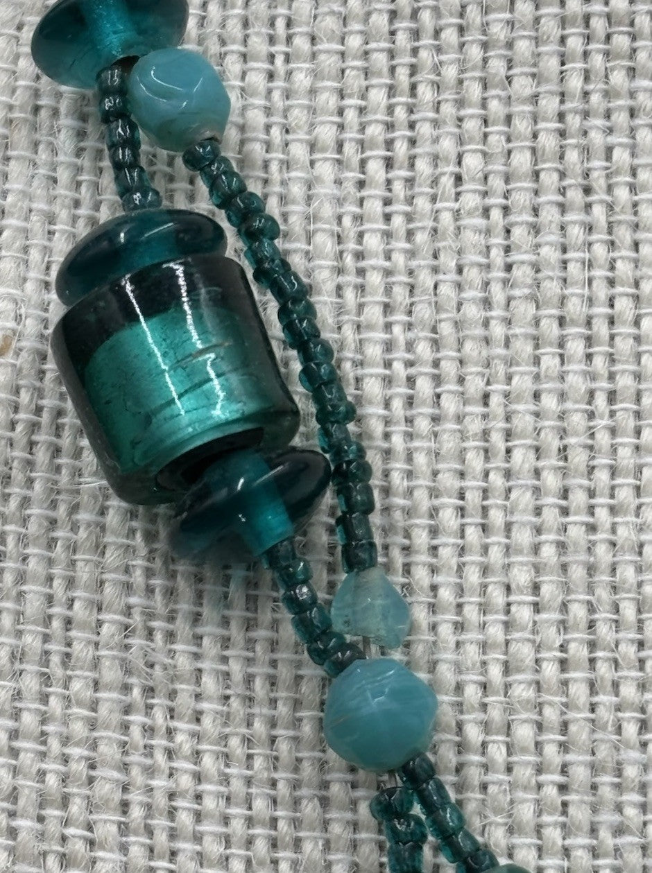 Handmade Dichroic Art Glass Necklace Murano Style Pendant Beaded