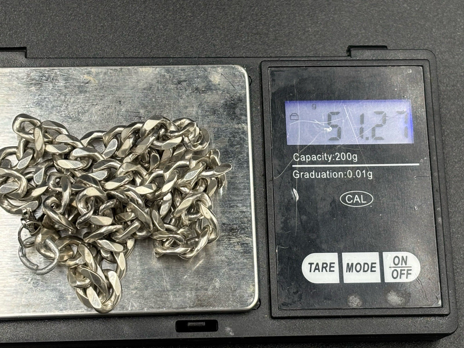 Vintage Italian Sterling Silver Curb Chain 7.1mm Necklace 51g Heavy 925 Italy