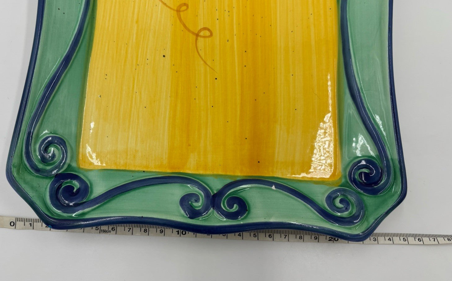 Hand Painted Ceramic Platter Grapes Scroll Border  40 cm Vintage