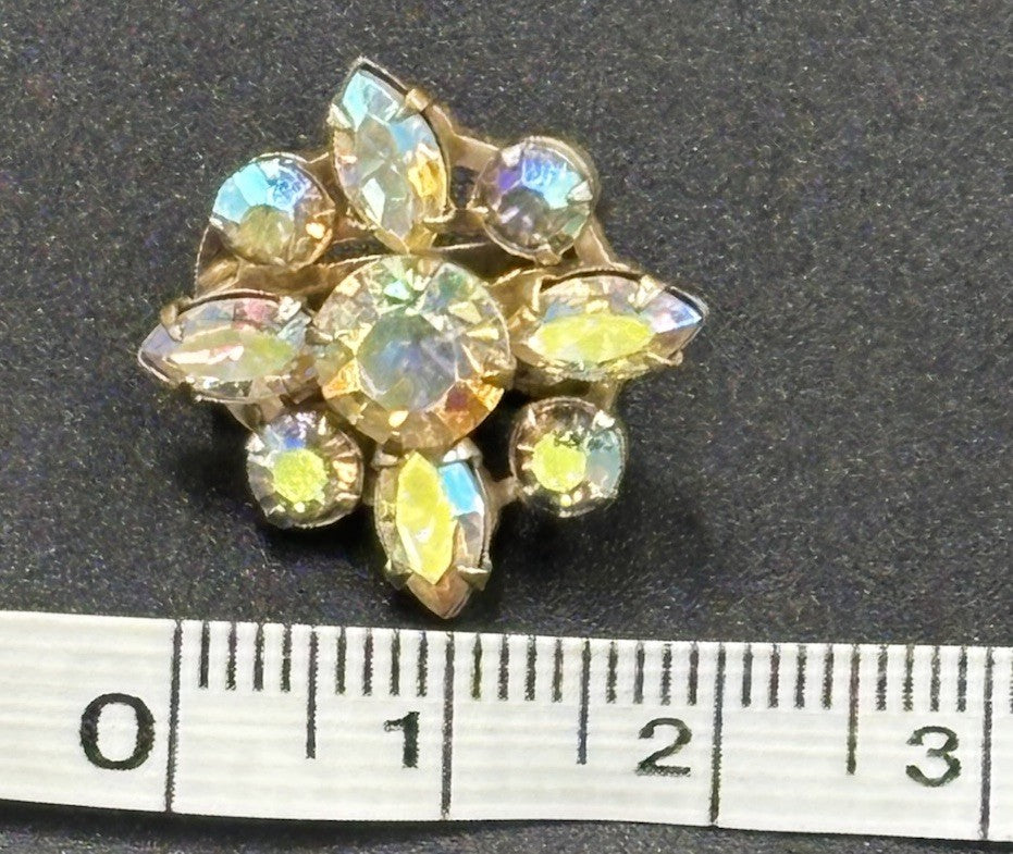 Albert Weiss AB Cluster Earrings Vintage Mid Century Rhinestone Designer Jewelry