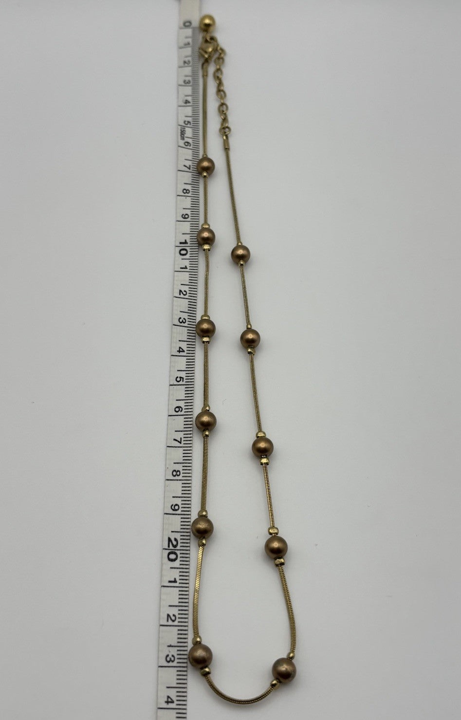 Vintage Monet Gold Tone Bead Station Necklace Signed Adjustable Snake Chain 48cm
