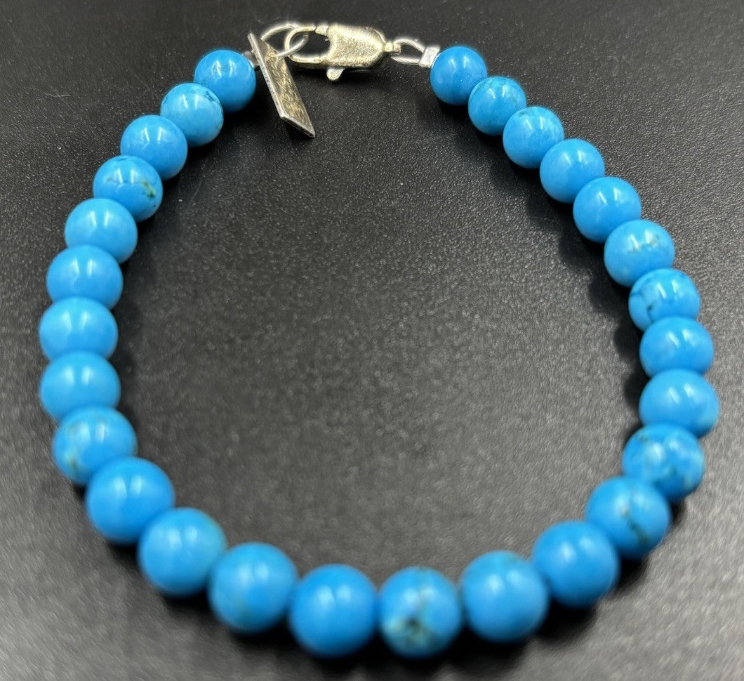 Protasis Athens Double Strand Turquoise Blue Bead Bracelet Signed Greek Jewelry