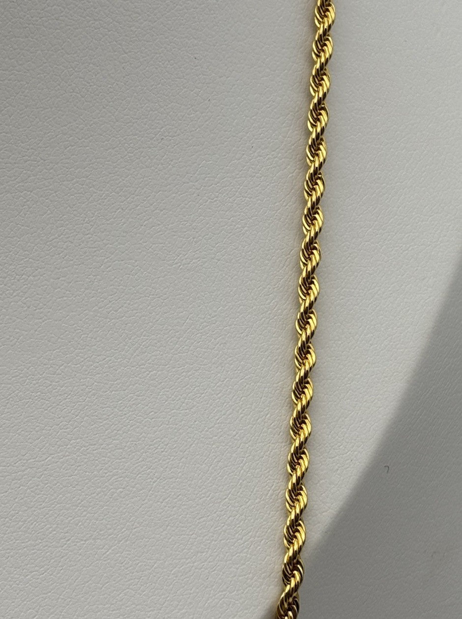 Vintage Trifari TM Gold Tone Rope Chain Necklace Signed Classic Twist Link 60cm