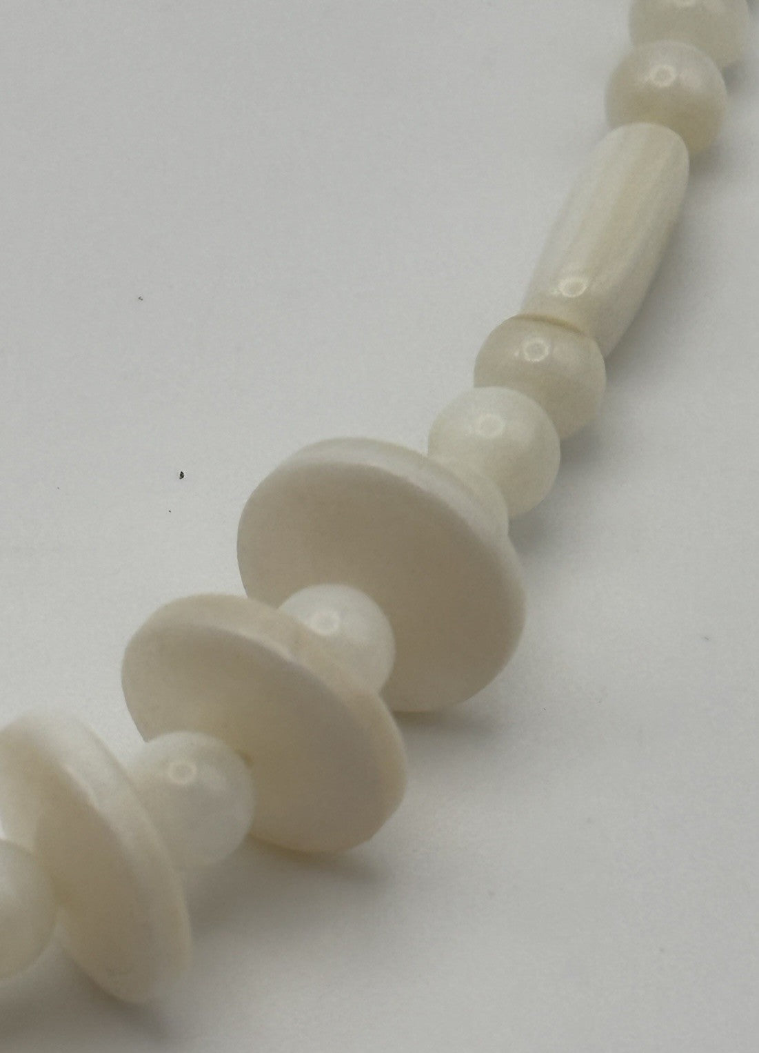 Vintage White Shell Bead Necklace & Earrings Set Natural Organic Jewelry