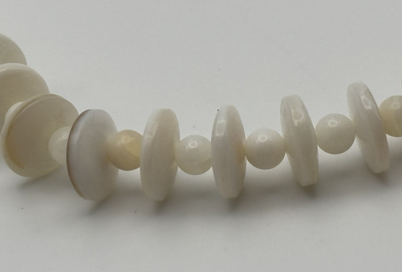Vintage White Shell Bead Necklace & Earrings Set Natural Organic Jewelry