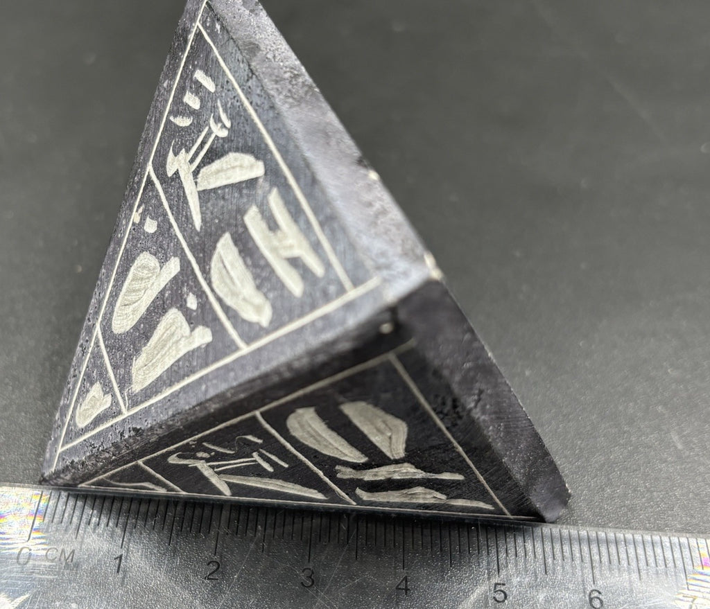 Egyptian Basalt Pyramid Hieroglyph Carved Stone Souvenir Handmade Egypt