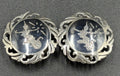 Vintage Siam Sterling Silver Clip On Earrings Thai Dancer Motif