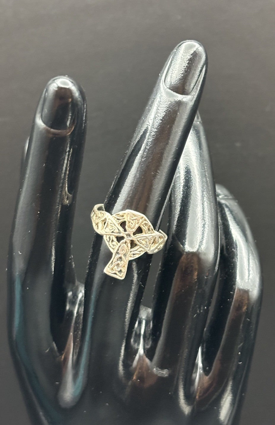 Vintage Sterling Silver Celtic Knot Cross Ring Medieval Style Size 7