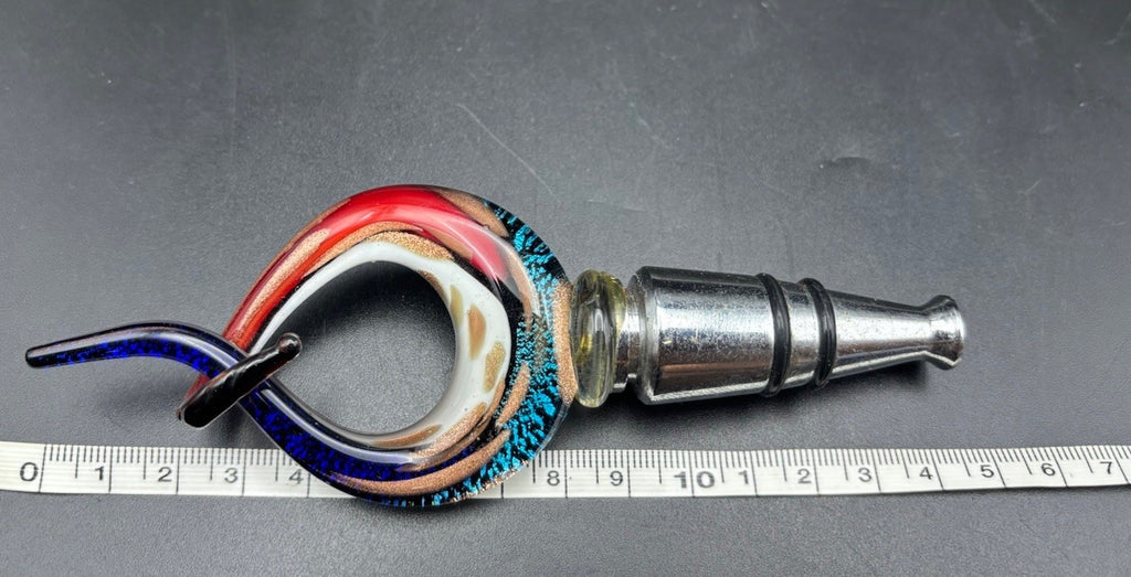 Murano Style Art Glass Bottle Stopper Multicolour Aventurine Twist