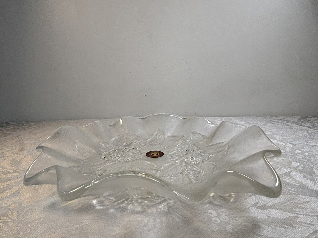 Vintage Walther Glass Mikasa Germany Flower Serving Bowl Candy Dish