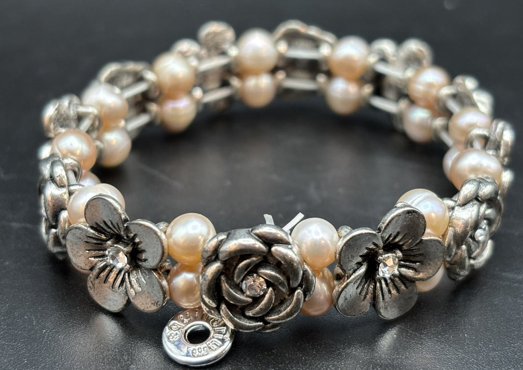 Equilibrium Genuine Freshwater Pearl Flower Bracelet Boxed Vintage Inspired