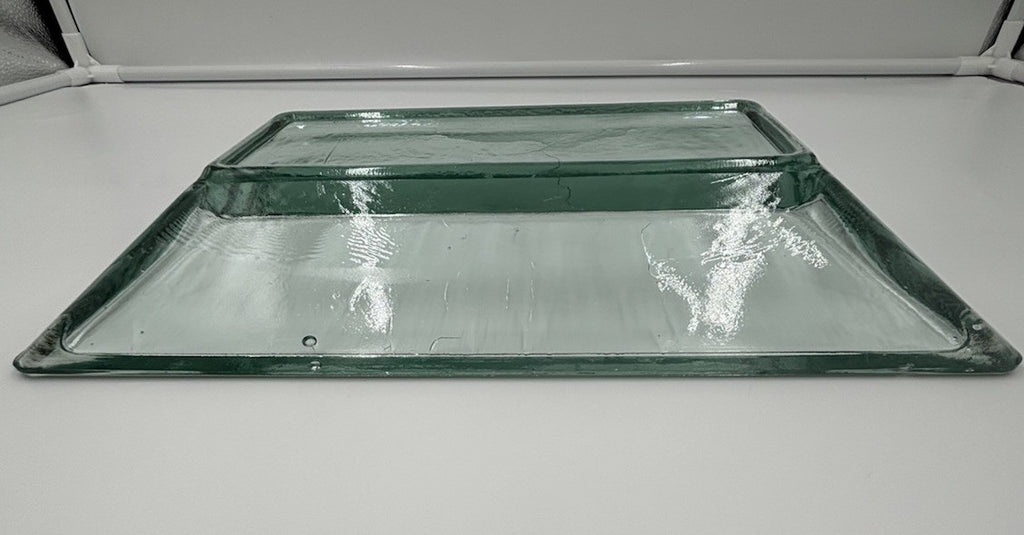 Vintage Heavy Italian Style Art Glass Centrepiece Bowl Tray Green Tint