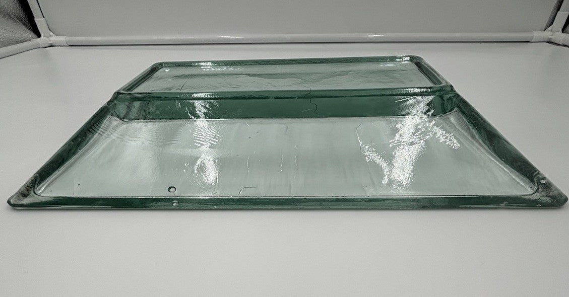 Vintage Heavy Italian Style Art Glass Centrepiece Bowl Tray Green Tint