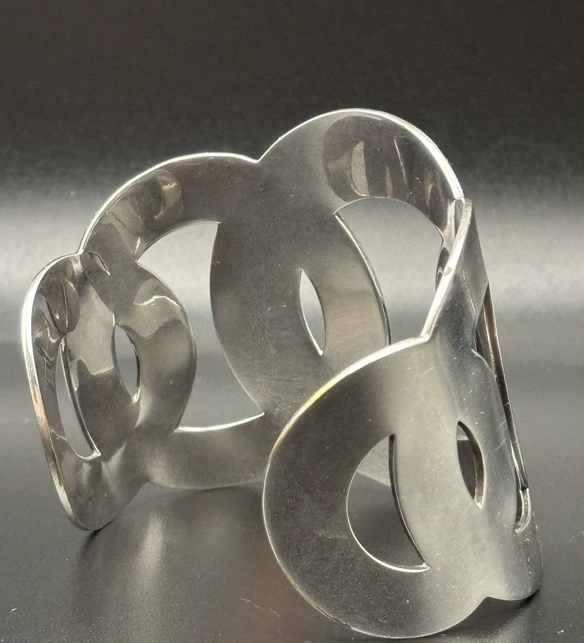 Vintage DM Designer Modernist Wide Cuff Bracelet Brutalist Statement