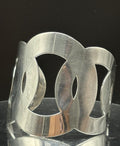 Vintage DM Designer Modernist Wide Cuff Bracelet Brutalist Statement