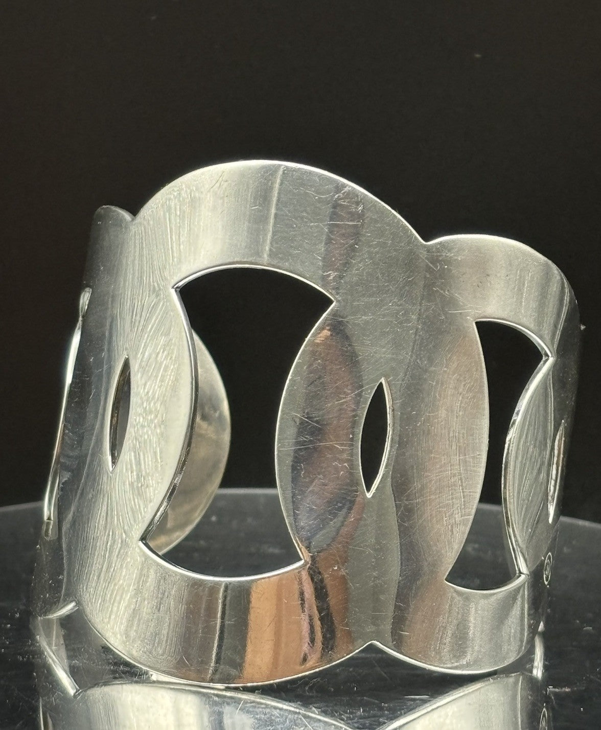 Vintage DM Designer Modernist Wide Cuff Bracelet Brutalist Statement