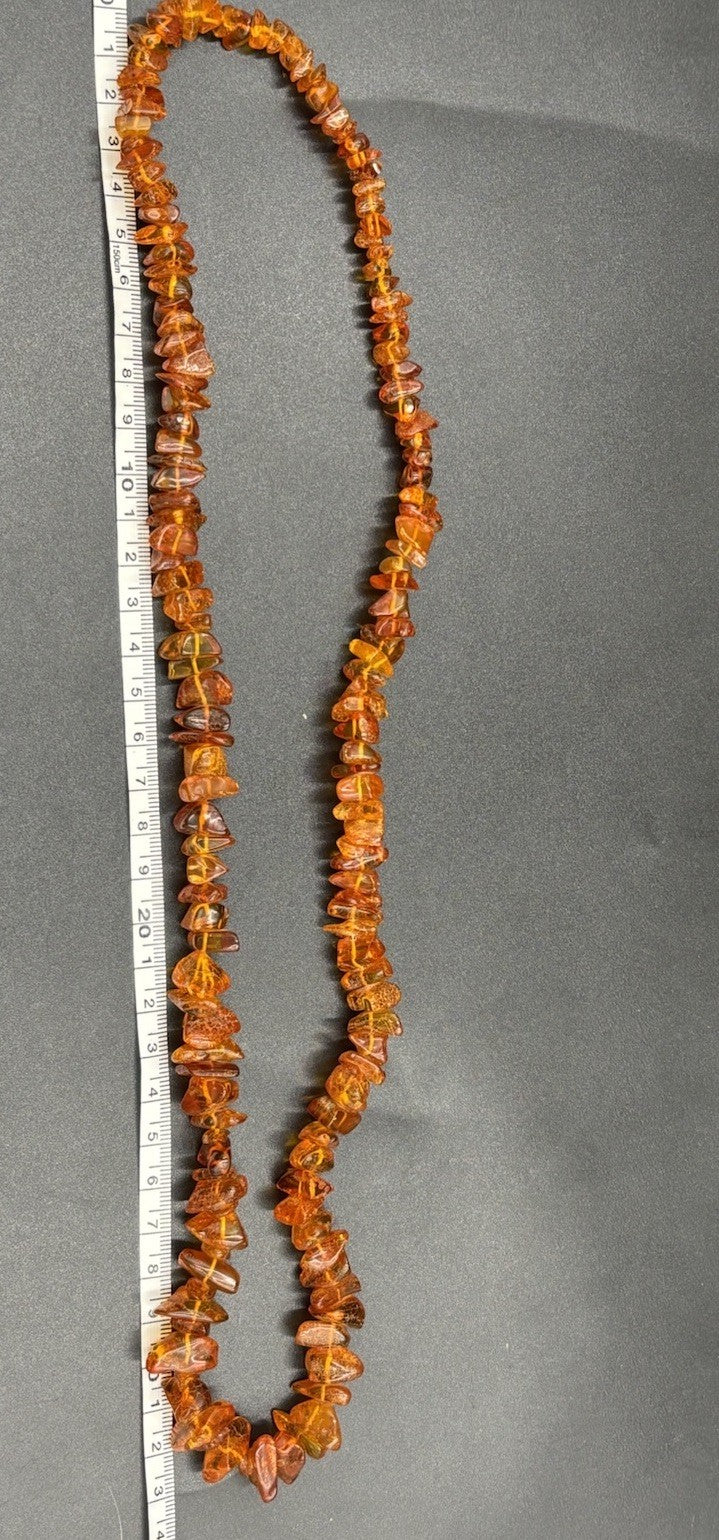 Vintage Natural Baltic Amber Necklace Cognac Nugget Beads 46g 66cm