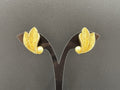 Vintage BSK Clip Leaf Wing Faux Pearl Earrings