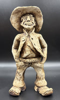 Vintage Studio Pottery Cowboy Figure Folk Art Sculpture Handmade Style