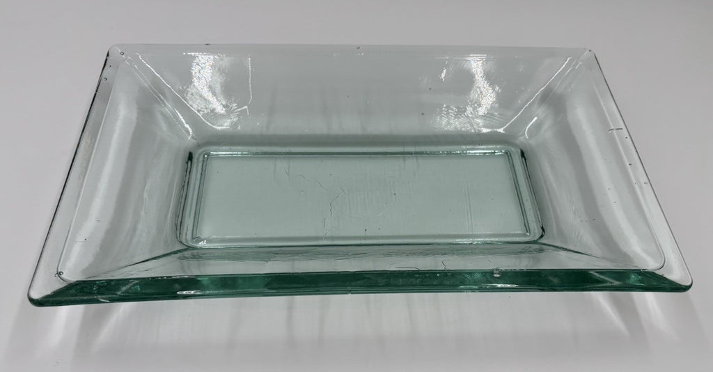 Vintage Heavy Italian Style Art Glass Centrepiece Bowl Tray Green Tint