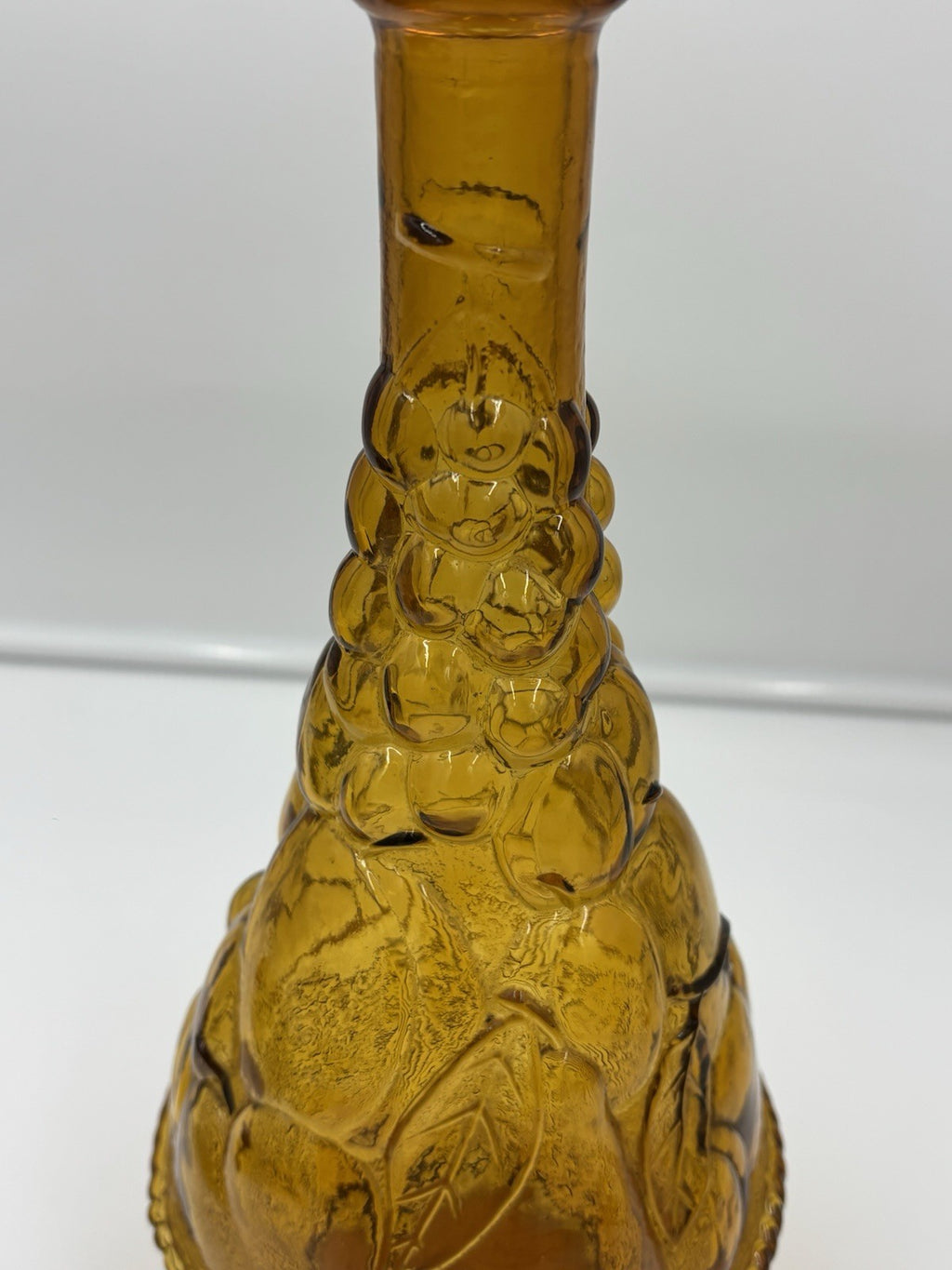 Vintage Empoli Amber Glass Decanter Tall Genie Stopper Large Statement Piece