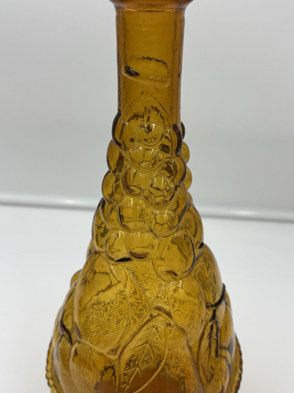 Vintage Empoli Amber Glass Decanter Tall Genie Stopper Large Statement Piece